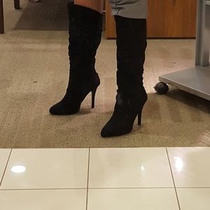 Black Heeled Slouch Boots